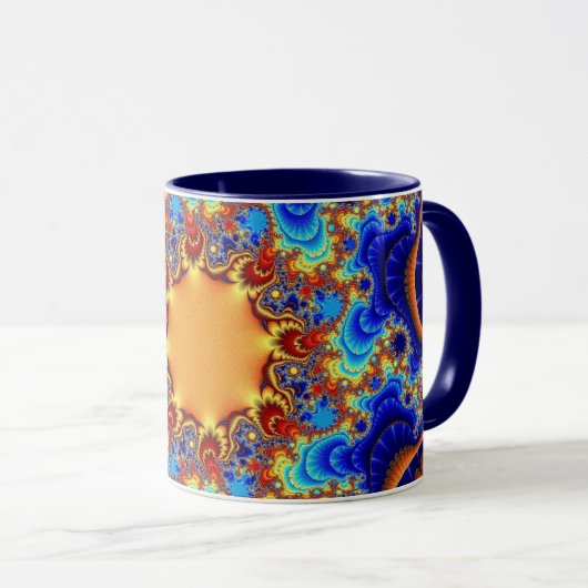 Trendy Blue, Oranje en geel Mok (Voorkant rechts)