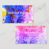 Trendy Blue Paars Yellow Modern Abstract Elegant Visitekaartje (Voorkant / Achterkant)