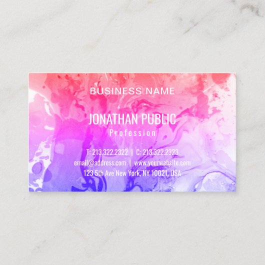 Trendy Blue Paars Yellow Modern Abstract Elegant Visitekaartje (Achterkant)