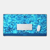 Trendy Blue Pattern Waterverf Abstract Bureaumat (Keyboard & Muis)