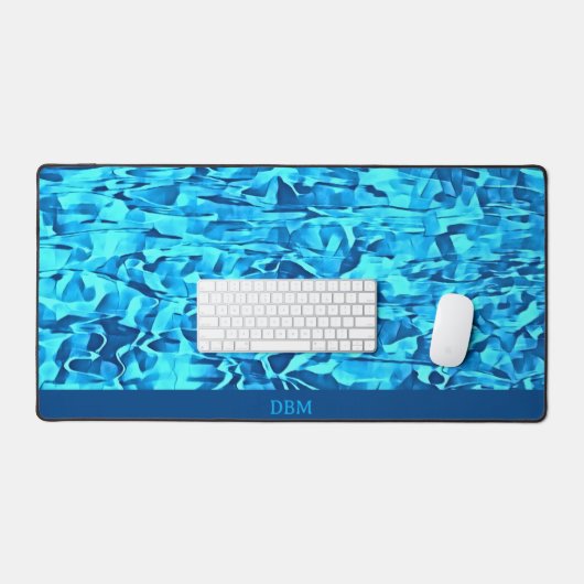 Trendy Blue Pattern Waterverf Abstract Bureaumat (Keyboard & Muis)