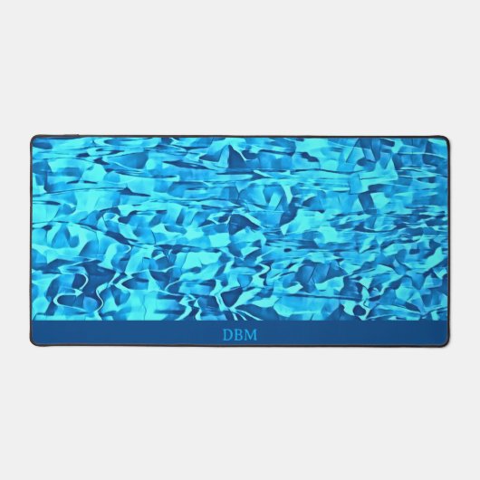 Trendy Blue Pattern Waterverf Abstract Bureaumat (Voorkant)