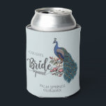 Trendy Blue Peacock Bride Squad Blikjeskoeler<br><div class="desc">Deze Trendy Blue Peacock Bride Squad Koelbox is voorzien van een handgetekende blauw en blauwgroen pauw op Magnolia takken in volle bloei in zwarte inkt en de titel "Bride Squad" in elegant script, allemaal tegen een trendy zacht blauwe achtergrond. Personaliseer met de naam, de stad en de datum van de...</div>