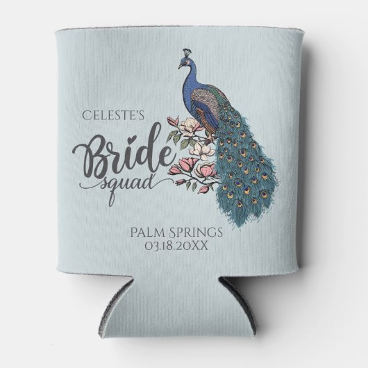 Trendy Blue Peacock Bride Squad Blikjeskoeler (Voorkant)