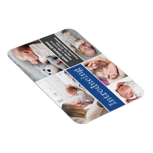 Trendy Blue Photos Introduction Baby boy Magneet (Rechterzijde)