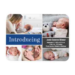 Trendy Blue Photos Introduction Baby boy Magneet