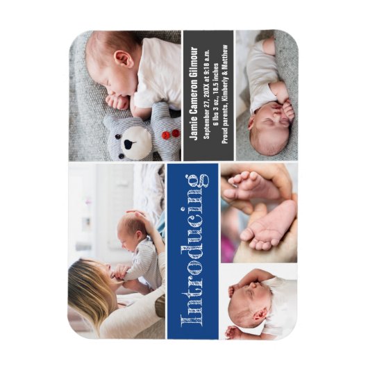 Trendy Blue Photos Introduction Baby boy Magneet (Verticaal)