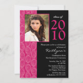 Trendy Blue & Pink Photo Afstuderen Invitation Kaart (Voorkant)