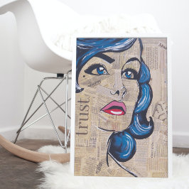Trendy Blue Pop Art Woman Portret Eyes Poster