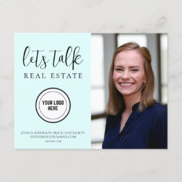 Trendy Blue Real Estate Marketing voegt Logo toe Briefkaart