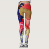 Trendy Blue Red Gold Liquid Art Leggings (Voorkant)
