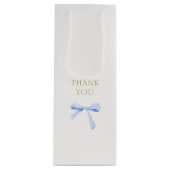 Trendy Blue Ribbon Bow Wedding Bedankt Wijn Cadeautas (Voorkant)