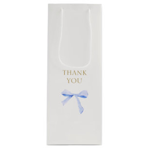Trendy Blue Ribbon Bow Wedding Bedankt Wijn Cadeautas