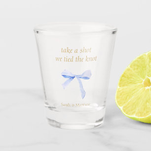 Trendy Blue Ribbon Wedding Favoriet Shot Glas