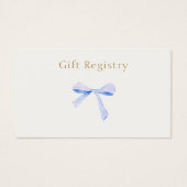 Trendy Blue Ribbon Wedding Registry Enclosure Visitekaartje (Voorkant)