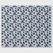 Trendy Blue roze leopard print dierlijk oerwoud Cadeaupapier (Vlak)