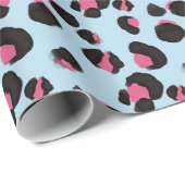 Trendy Blue roze leopard print dierlijk oerwoud Cadeaupapier (Rol Hoek)