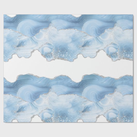 Trendy Blue Silver Agate Cadeaupapier (Vlak)