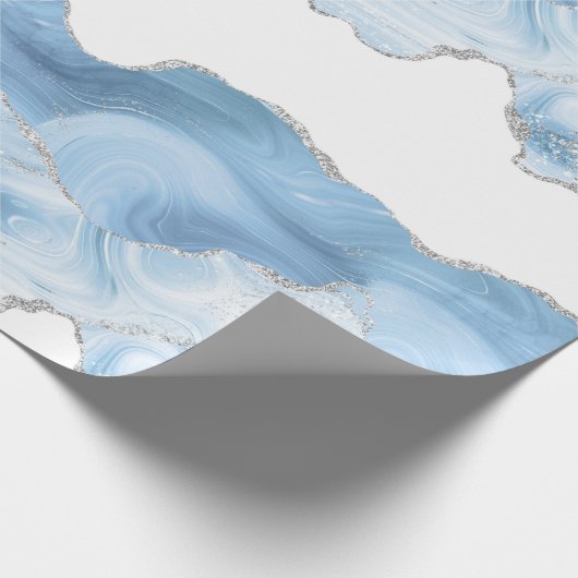Trendy Blue Silver Agate Cadeaupapier (Hoek)