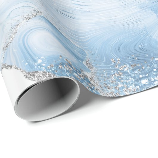 Trendy Blue Silver Agate Cadeaupapier (Rol Hoek)