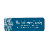 Trendy Blue Silver Mandala Snowflake Label (Voorkant)