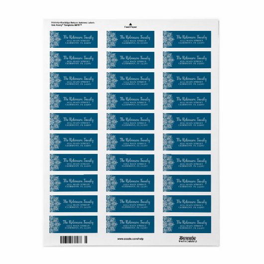 Trendy Blue Silver Mandala Snowflake Label (Full Sheet)
