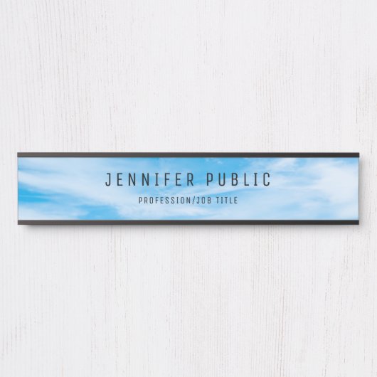 Trendy Blue Sky Clouds Modern Simple Elegant Deurbordje (Voorkant)