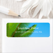 Trendy Blue Sky Palms Elegant Calligraphy Sjabloon Etiket (Insitu)