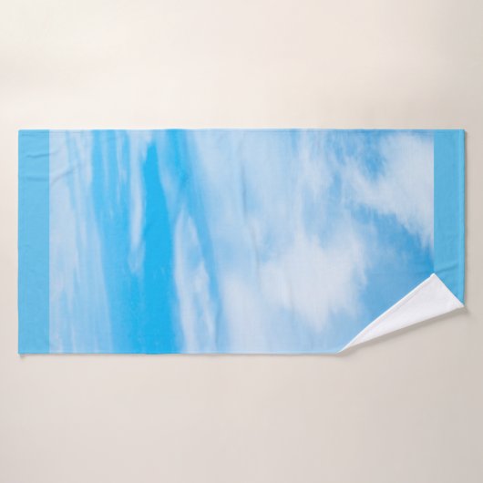 Trendy Blue Sky White Clouds Elegant Badhanddoek (Badhanddoek)