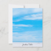 Trendy Blue Sky White Clouds Handgeschreven Sjablo Notitiekaartje (Achterkant)