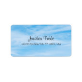 Trendy Blue Sky White Clouds Modern Calligraphy Etiket (Voorkant)