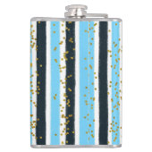 Trendy Blue Stripe Gold Glitter Monogram Glam Heupfles (Achterkant)