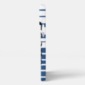 Trendy Blue Striped Custom Name iPhone Case Hoesje (Linkerkant)