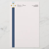 Trendy Blue Stripes Gold Logo Briefpapier (Voorkant)