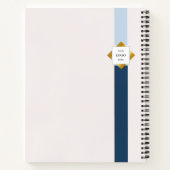 Trendy Blue Stripes Gold Logo Notitieboek (Achterkant)