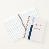 Trendy Blue Stripes Gold Logo Notitieboek (Binnen)