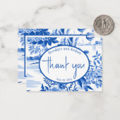 Trendy Blue Toile Special Occasion Thank You Note Notitiekaartje (Voorkant / Achterkant in situ)