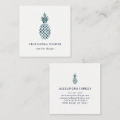 Trendy Blue Waterverf Kijk ananas Vierkante Visitekaartje (Voorkant / Achterkant)