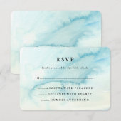 Trendy Blue Waterverf Kijk naar Mitzvah RSVP (Voorkant / Achterkant)