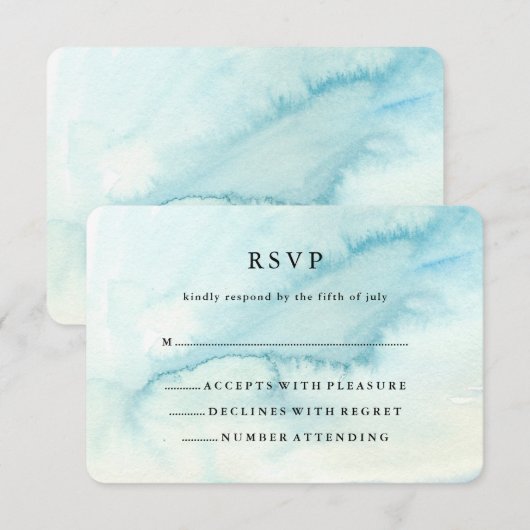 Trendy Blue Waterverf Kijk naar Mitzvah RSVP (Voorkant / Achterkant)
