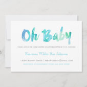 Trendy Blue Waterverf Typografie Baby Boy Shower Kaart (Voorkant)