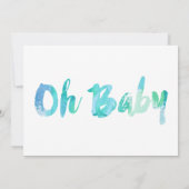 Trendy Blue Waterverf Typografie Baby Boy Shower Kaart (Achterkant)