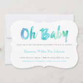 Trendy Blue Waterverf Typografie Baby Boy Shower Kaart (Voorkant)