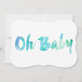 Trendy Blue Waterverf Typografie Baby Boy Shower Kaart (Achterkant)