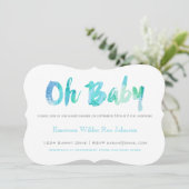 Trendy Blue Waterverf Typografie Baby Boy Shower Kaart (Staand voorkant)