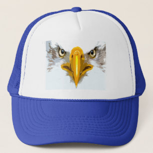 Trendy Blue White Eagle Head Pop Art Modern Trucker Pet