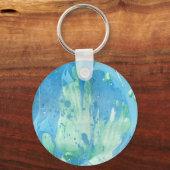 Trendy Blue White marble look Modern Sleutelhanger (Voorkant)