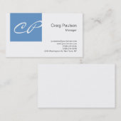 Trendy Blue White Modern Monogram Visitekaartje (Voorkant / Achterkant)