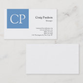 Trendy Blue White Modern Monogram Visitekaartje (Voorkant / Achterkant)
