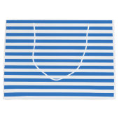 Trendy Blue White Striped Sjabloon Modern Stijlvol Groot Cadeauzakje (Voorkant)